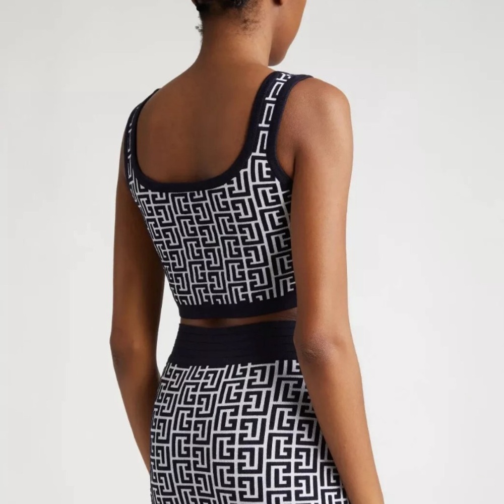 Balmain Monogram jacquard crop top - Picture 2 of 9
